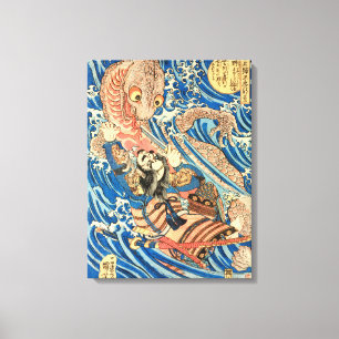 Japanisch Samurai kämpft Salamander Leinwanddruck