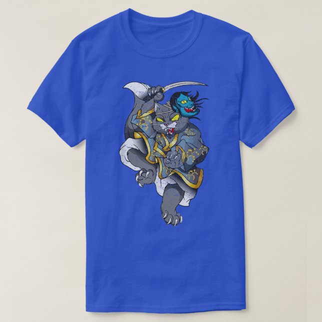 Japanisch Samurai Ninja Cat Kawaii Tattoo Men Wome T-Shirt (Design vorne)