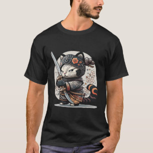 Japanisch Samurai Ninja Cat Kawaii Tattoo T-Shirt