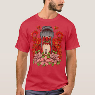 Japanisch Samurai Oni Face Mask Anime Girl (2) T-Shirt