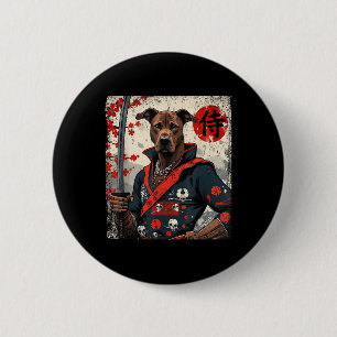 Japanisch Samurai Pitbull Tattoo Kawaii Ukiyo-e Ni Button