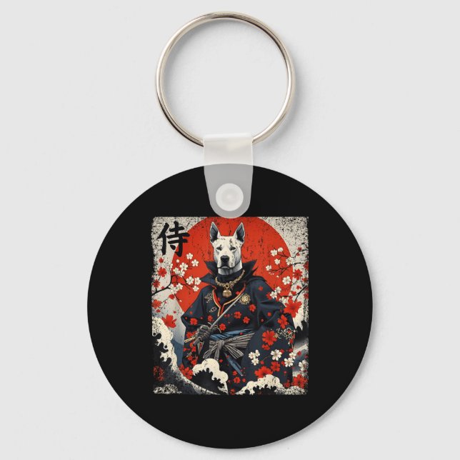 Japanisch Samurai Pitbull Tattoo Kawaii Ukiyo-e Ni Schlüsselanhänger (Vorderseite)