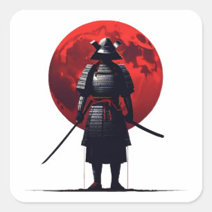 Japanisch Samurai Quadratischer Aufkleber