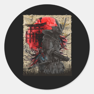 Japanisch Samurai Warrior Runder Aufkleber