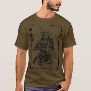 Japanisch Samurai Warrior Zeichnete Minimalistisch T-Shirt