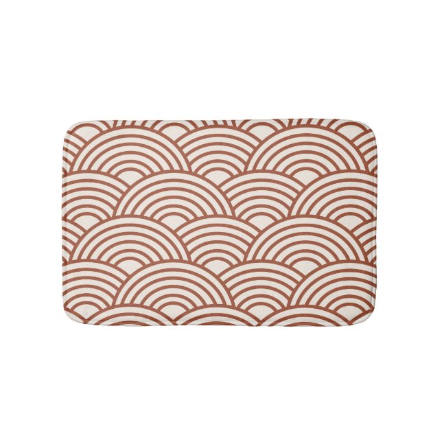 Japanisch Seigaiha Wave Rust Terracotta Badematte (Vorderseite)