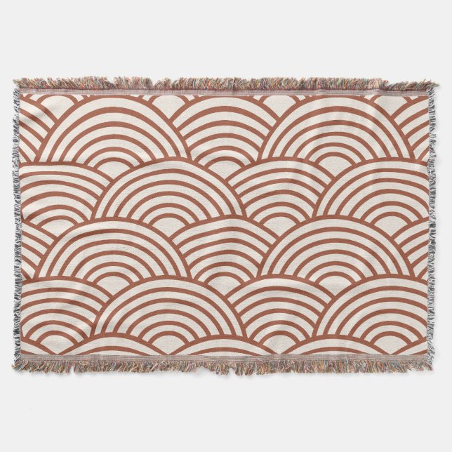 Japanisch Seigaiha Wave Rust Terracotta Decke (Vorderseite)