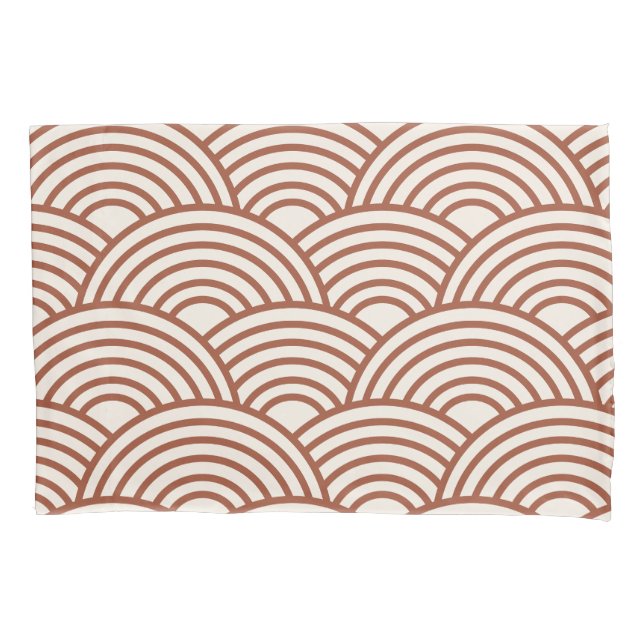 Japanisch Seigaiha Wave Rust Terracotta Kissenbezug (Vorderseite)