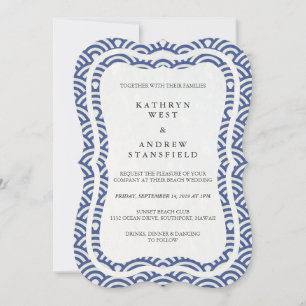 Japanisch Seigaiha Waves Elegant Beach Wedding Einladung