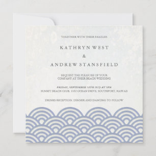 Japanisch Seigaiha Waves Elegant Beach Wedding Einladung