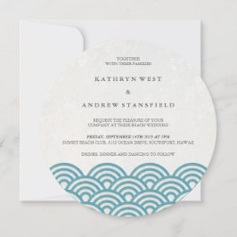 Japanisch Seigaiha Waves Elegant Beach Wedding Einladung