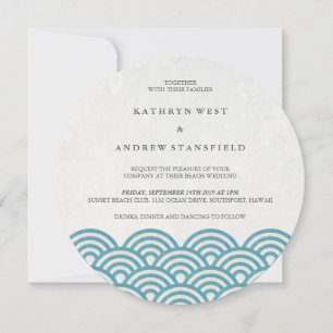 Japanisch Seigaiha Waves Elegant Beach Wedding Einladung