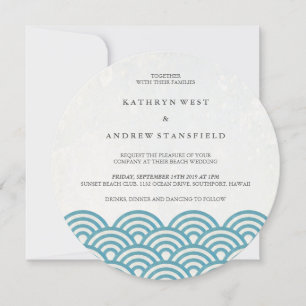Japanisch Seigaiha Waves Elegant Beach Wedding Einladung