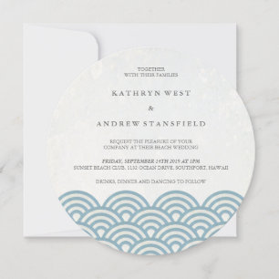 Japanisch Seigaiha Waves Elegant Beach Wedding Einladung