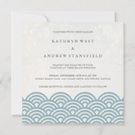Japanisch Seigaiha Waves Elegant Beach Wedding Einladung