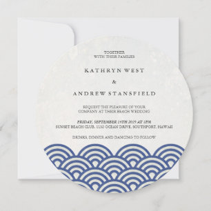 Japanisch Seigaiha Waves Elegant Beach Wedding Einladung
