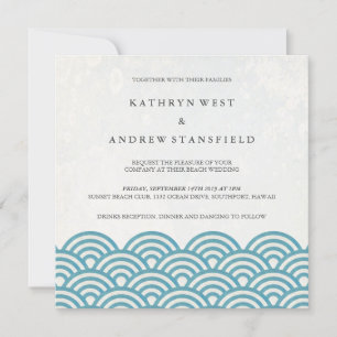 Japanisch Seigaiha Waves Elegant Beach Wedding Einladung