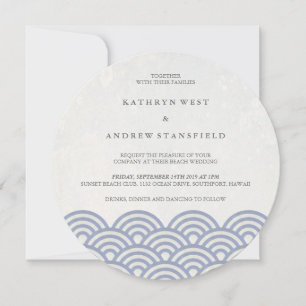 Japanisch Seigaiha Waves Elegant Beach Wedding Einladung