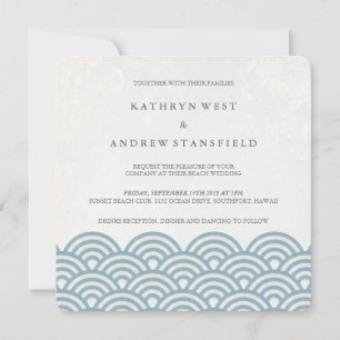 Japanisch Seigaiha Waves Elegant Beach Wedding Einladung