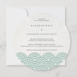 Japanisch Seigaiha Waves Elegant Beach Wedding Einladung