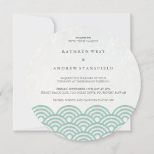Japanisch Seigaiha Waves Elegant Beach Wedding Einladung