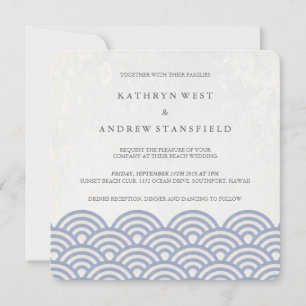 Japanisch Seigaiha Waves Elegant Beach Wedding Einladung