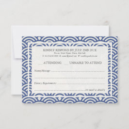 Japanisch Seigaiha Waves Elegant Beach Wedding UAW RSVP Karte