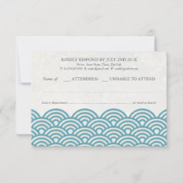 Japanisch Seigaiha Waves Elegant Beach Wedding UAW RSVP Karte