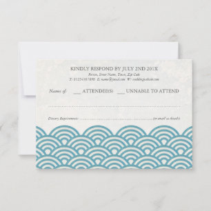Japanisch Seigaiha Waves Elegant Beach Wedding UAW RSVP Karte