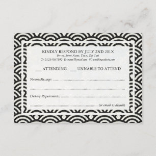 Japanisch Seigaiha Waves Elegant Beach Wedding UAW RSVP Karte