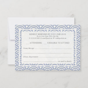 Japanisch Seigaiha Waves Elegant Beach Wedding UAW RSVP Karte