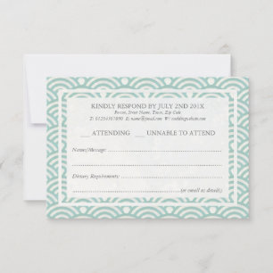 Japanisch Seigaiha Waves Elegant Beach Wedding UAW RSVP Karte