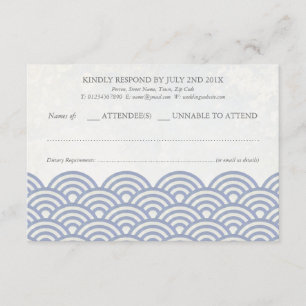 Japanisch Seigaiha Waves Elegant Beach Wedding UAW RSVP Karte