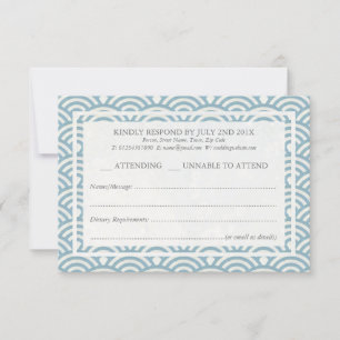 Japanisch Seigaiha Waves Elegant Beach Wedding UAW RSVP Karte