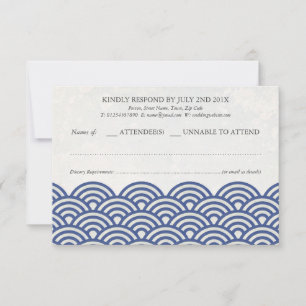 Japanisch Seigaiha Waves Elegant Beach Wedding UAW RSVP Karte