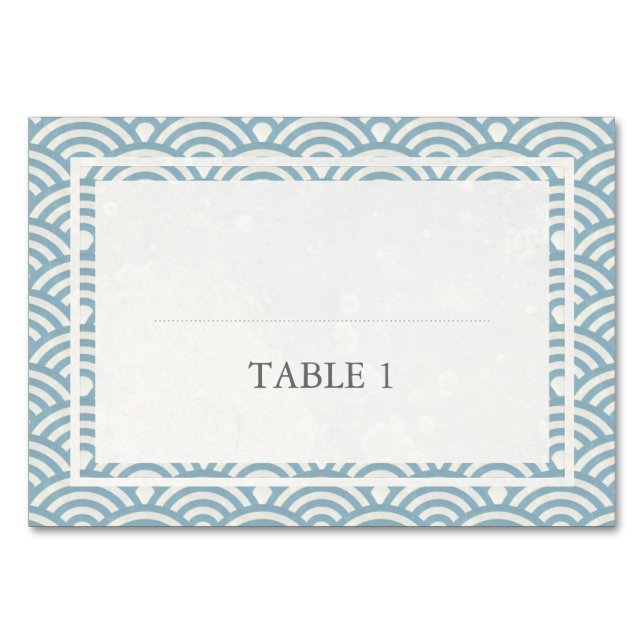 Japanisch Seigaiha Waves Elegant Wedding Tischnummer (Vorderseite)