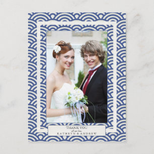 Japanisch Seigaiha Wedding Danke / Custom Foto Postkarte