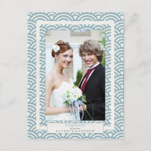 Japanisch Seigaiha Wedding Danke / Custom Foto Postkarte