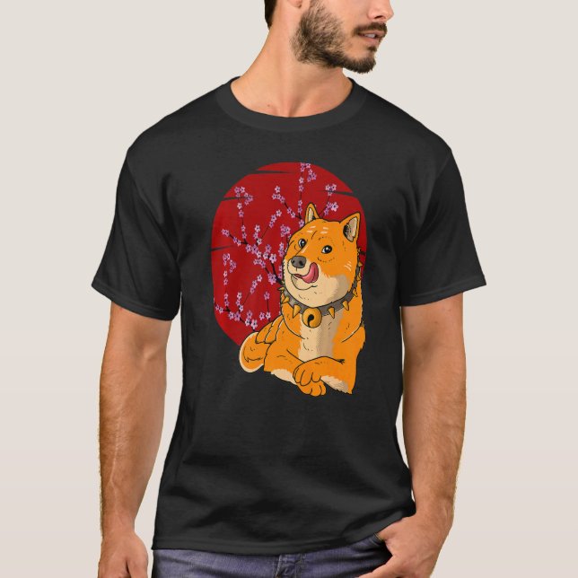 Japanisch Shiba Inu Dog Cherry Blossom T-Shirt (Vorderseite)
