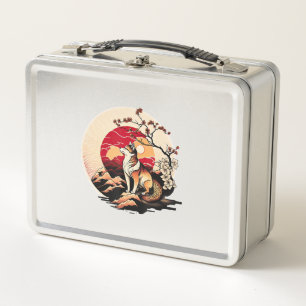 Japanisch Shiba Inu Dog Sunset Ukiyo e Style Metall Brotdose