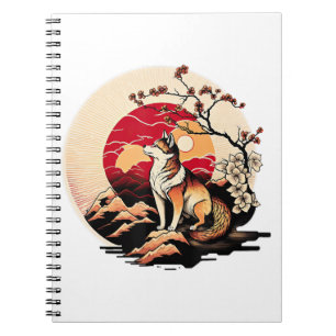 Japanisch Shiba Inu Dog Sunset Ukiyo e Style Notizblock