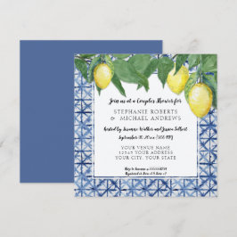Japanisch Shibori Blue n White Lemon Paare Dusche Einladung
