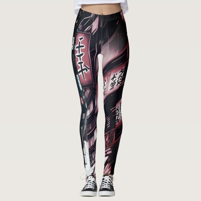 Japanisch Street Cyberpunk Tokyo Streetwear Leggings (Vorderseite)