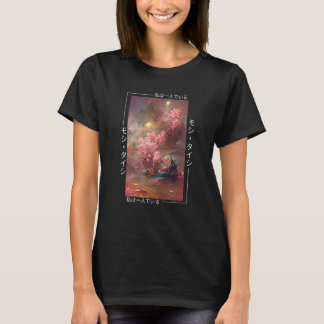 Japanisch Streetwear Cherry Blossom Woodblock Kuns T-Shirt
