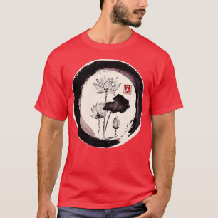 Japanisch Sumi E Rosie Water Lily T-Shirt
