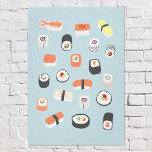Japanisch Sushi Blue Leinwanddruck<br><div class="desc">japanische Küche für diejenigen, die Liebe haben Sushi, Sashimi, Nigiri und Maki Brötchen zu essen. Originelle Kunst von Nic Squirrell.</div>