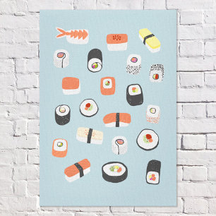 Japanisch Sushi Blue Leinwanddruck