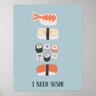 Japanisch Sushi Nigiri Maki Roll Benutzerdefiniert Poster
