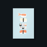 Japanisch Sushi Nigiri Maki Roll Leinwanddruck<br><div class="desc">japanische Küche auf aqua-blauem Hintergrund für diejenigen,  die Liebe,  Sushi,  Sashimi,  Nigiri und Maki Brötchen zu essen.</div>