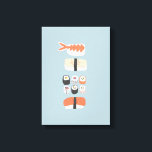 Japanisch Sushi Nigiri Maki Roll Leinwanddruck<br><div class="desc">japanische Küche auf aqua-blauem Hintergrund für diejenigen,  die Liebe,  Sushi,  Sashimi,  Nigiri und Maki Brötchen zu essen.</div>